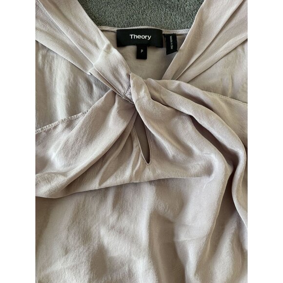Theory Women's Twist Front Sleeveless Silk Top XS In Sandwash Lilac Old Money - Picture 4 of 8
